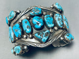 One Of The Most Unique Vintage Native American Navajo Turquoise Sterling Silver Bracelet-Nativo Arts