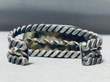 One Of Best Vintage Native American Navajo Coiled Protruding Turquoise Sterling Silver Bracelet-Nativo Arts