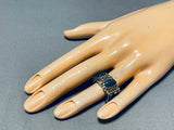 Native American Lander Blue Turquoise Vintage 14k Gold Richard Tsosie Inlay Turquoise Ring-Nativo Arts