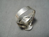 Native American Important Vintage Zuni Turquoise Inlay Kokopelli Sterling Silver Ring-Nativo Arts