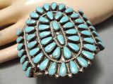 Huge Vintage Native American Navajo Tears Of Joy Turquoise Sterling Silver Bracelet Old-Nativo Arts