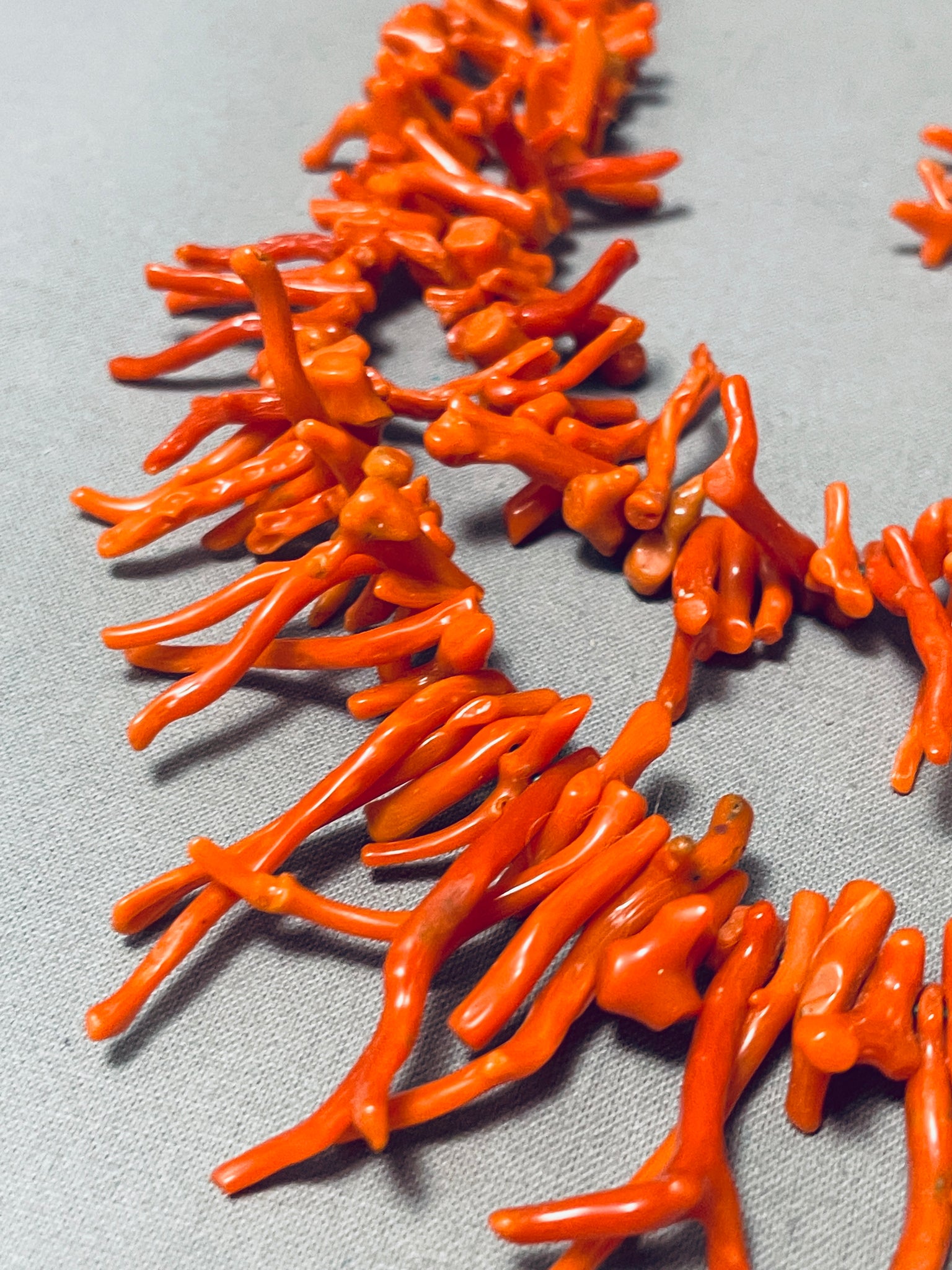 Vintage Red-orange Branch Coral Necklace Double Strand With