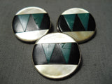 Marvelous Vintage Native American Navajo Turquoise Sterling Silver Buttons Old-Nativo Arts