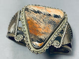 One Of The Best Vintage Native American Navajo Petrified Wood Sterling Silver Bracelet-Nativo Arts
