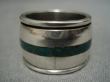 Quality Vintage Francis Native American Navajo Green Turquoise Sterling Silver Ring-Nativo Arts