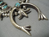Astounding Vintage Native American Navajo Turquoise Sterling Silver Squash Blossom Necklace Old-Nativo Arts