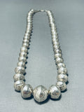 Fantastic Vintage Native American Navajo Sterling Silver Bead Necklace-Nativo Arts