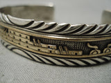 Intricate!! Vintage Native American Navajo Mark Yazzie Real Gold Sterling Silver Pueblo Bracelet-Nativo Arts