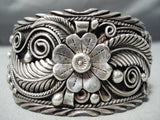 One Of The Most Detailed Leaf Garden Vintage Native American Navajo Sterling Silver Bracelet-Nativo Arts