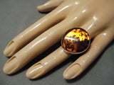 Quality Joe Begay Vintage Native American Navajo Amber Ancient Tree Sap Sterling Silver Ring-Nativo Arts