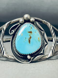 Quality Vintage Native American Navajo Pilot Mountain Turquoise Sterling Silver Bracelet-Nativo Arts