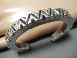 Signed Very Thick Vintage Native American Navajo Sterling Silver Bracelet Cuff-Nativo Arts