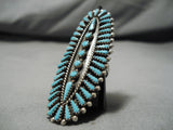 Magnificent Vintage Zuni Native American Blue Gem Turquoise Sterling Silver Ring-Nativo Arts