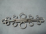 Spectacular Vintage Navajo Native American Turquoise Sterling Silver Pin Old-Nativo Arts