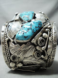 One Of Best Vintage Native American Navajo Bear Adakai Turquoise Sterling Silver Bracelet-Nativo Arts