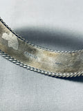 Hand Carved Brick Sterling Wall! Gasp! Vintage Native American Navajo Silver Bangle Bracelet-Nativo Arts
