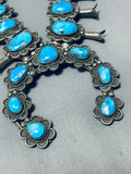 Rare Turquoise Vintage Native American Navajo Sterling Silver Squash Blossom Necklace-Nativo Arts