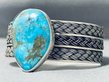 Tight Wave Native American Navajo Earth Blue Turquoise Sterling Silver Bracelet-Nativo Arts