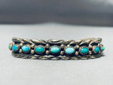 Signed Vintage Native American Navajo Snake Eyes Turquoise Sterling Silver Bracelet Old-Nativo Arts