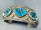 Amazing Vintage Native American Navajo 5 Sleeping Beauty Turquoise Sterling Silver Bracelet-Nativo Arts