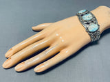 Very Early Vintage Native American Navajo #8 Turquoise Sterling Silver Bracelet-Nativo Arts