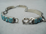 Attractive Vintage Native American Zuni Blue Gem Turquoise Sterling Silver Bracelet Old-Nativo Arts
