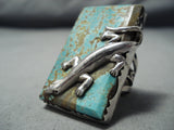 Fabulous San Felipe 8 Turquoise Sterling Silver Gekko Ring Native American-Nativo Arts