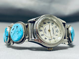 Fabulous Vintage Native American Navajo Sleeping Beauty Turquoise Sterling Silver Watch Bracelet-Nativo Arts