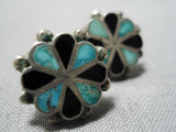 Marvelous Vintage Native American Zuni Royston Turquoise Sterling Silver Earrings Old-Nativo Arts