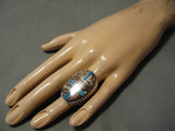 Native American Magnificent Huge Oval Turquoise Wildhorse Sterling Silver Ring-Nativo Arts