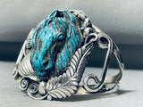 Important Francisco Gomez Hand Carved Horse Turquoise Sterling Silver Bracelet-Nativo Arts
