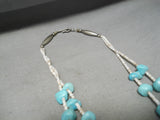 Wow Vintage Native American Navajo Sky Blue Turquoise Boulder Jacla Necklace Old-Nativo Arts