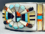 One Of The Most Intricate Ever Vintage Native American Zuni Turquoise Sterling Silver Bracelet-Nativo Arts
