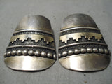 Authentic Vintage Navajo Gold Sterling Silver Native American Earrings-Nativo Arts