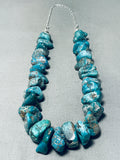 308 Gram Mind Blowing Native American Navajo Turquoise Nugget Sterling Silver Tube Necklace-Nativo Arts