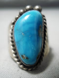 Marvelous Vintage Native American Navajo Bisbee Turquoise Sterling Silver Ring-Nativo Arts