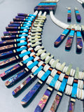 The Most Intricate Native American Inlay Double Sided Sterling Silver Necklace-Nativo Arts