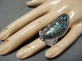 Dazzling Vintage Native American Navajo Spiderweb Turquoise Sterling Silver Ring-Nativo Arts