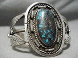 Important Vintage Native American Navajo Lander Blue Turquoise Sterling Silver Bracelet-Nativo Arts