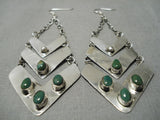 Impressive Vintage Native American Navajo Royston Turquoise Sterling Silver Earrings-Nativo Arts