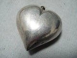 Outstanding Vintage Navajo Sterling Silver Heart Pendant Native American Old-Nativo Arts