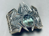 Heavy Spider Rare Turquoise Native American Navajo Sterling Silver Bracelet-Nativo Arts