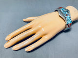 One Of The Most Intricate Native American Navajo Turquoise Inlay Sterling Silver Bracelet-Nativo Arts
