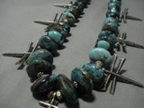 320 Grams Vintage Native American Jewelry Navajo Sterling Silver Cross Turquoise Squash Blossom Necklace-Nativo Arts