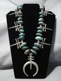 320 Grams Vintage Native American Jewelry Navajo Sterling Silver Cross Turquoise Squash Blossom Necklace-Nativo Arts