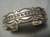 So Thick And Heavy!! Vintage Native American Navajo Sterling Silver Hand Tooled Bracelet-Nativo Arts