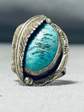 Exceptional Vintage Native American Navajo Blue Diamond Turquoise Sterling Silver Ring-Nativo Arts