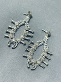 Extremely Unique Vintage Native American Navajo Sterling Silver Squash Blossom Earrings-Nativo Arts