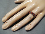 Ashley Signed Navajo Coral Sterling Silver Band Ring Native American-Nativo Arts