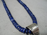 Electrifying Vintage Native American Navajo Lapis Sterling Silver Necklace Old-Nativo Arts
